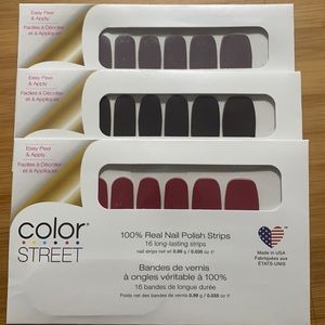 Color Street Nail Polish Strips- Three Popular Solid Sets